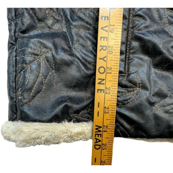 Woolrich Womens Outdoor Faux Leather Sherpa Lined Vest Medium Brown Leaf - Picture 8 of 13